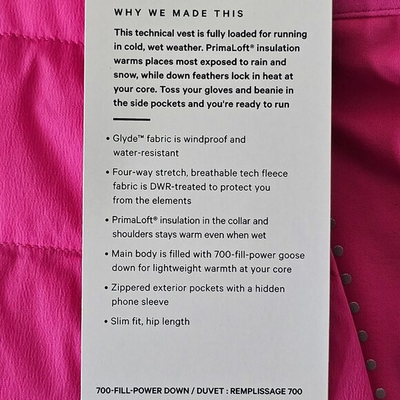 NWT LULULEMON SNCP Sonic Pink 700 Fill Down For It All Vest 2, 6 - Picture 10 of 12